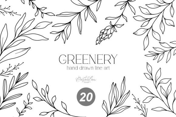 Download GREENERY LINE DRAWING, FORAL LINE ART - Premium Resources