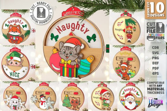 Download Santa Meter Ornaments Laser Cut Bundle - Ornament Collection